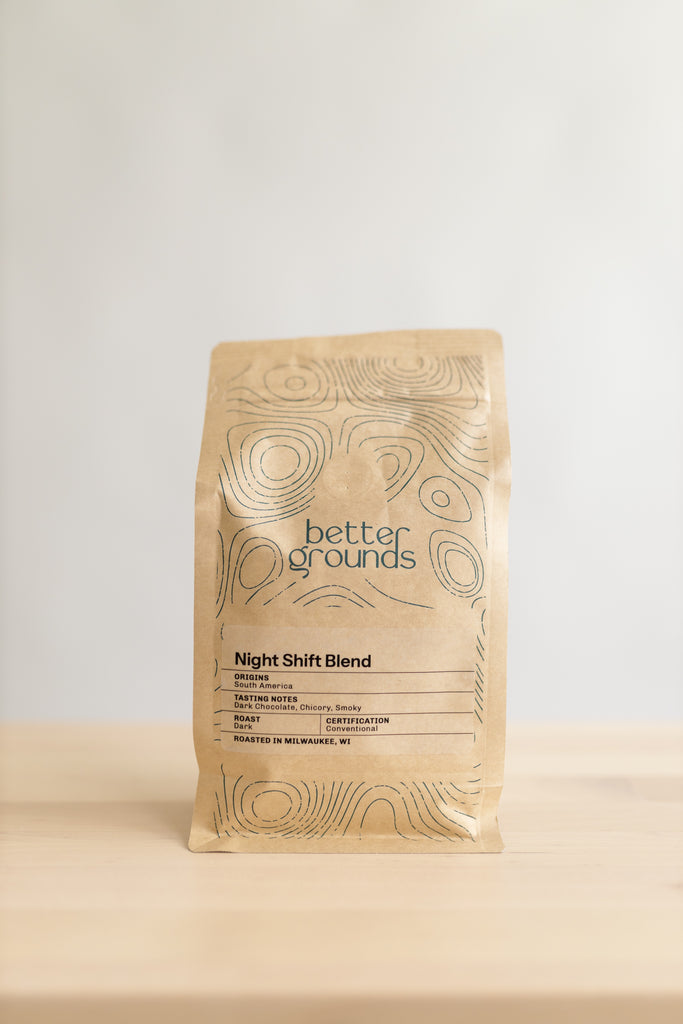 Night Shift dark roast coffee by Better Grounds, perfect for cold brew